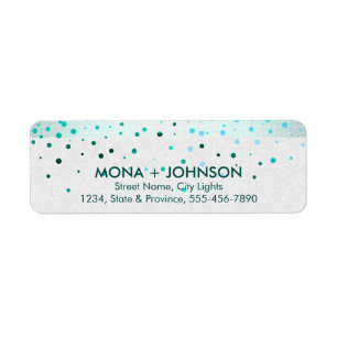 Blue Linen Glitter Sparkle Confetti Stippen Modern Etiket