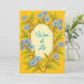 Blue linen rustic wedding in floral style kaart (Staand voorkant)