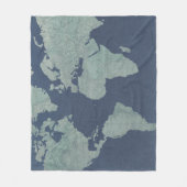 Blue Linen-Wereldkaart Fleece Deken (Voorkant)