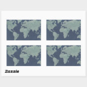 Blue Linen-Wereldkaart Rechthoekige Sticker (Vel)