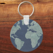 Blue Linen-Wereldkaart Sleutelhanger (Voorkant)