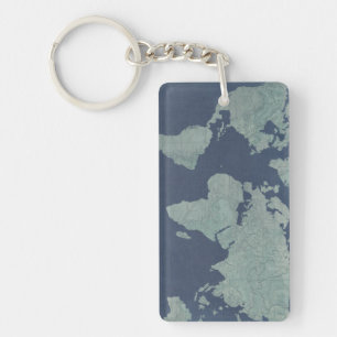Blue Linen-Wereldkaart Sleutelhanger