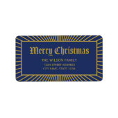 Blue Lines Decorative Merry-kerstadres Etiket (Voorkant)