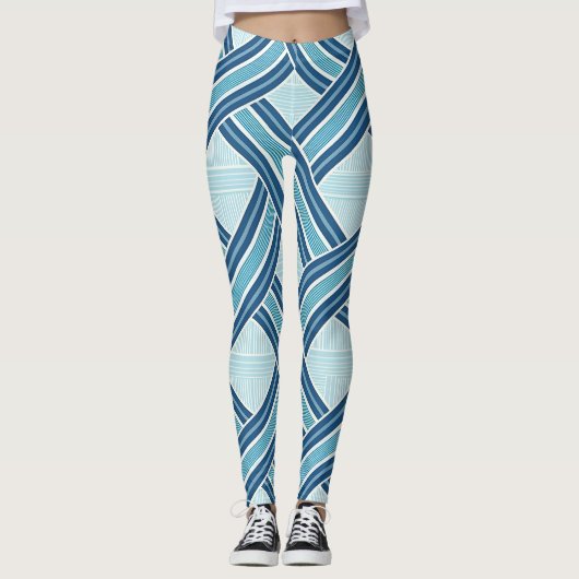 Blue Lines Pattern Leggings (Voorkant)