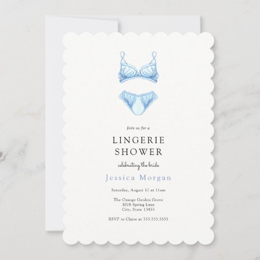 Blue Lingerie Shower-uitnodiging Kaart (Voorkant)