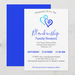 Blue Linked Hearts Family Reunion Sjabloon Kaart