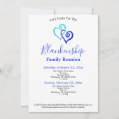 Blue Linked Hearts Family Reunion Sjabloon Kaart (Voorkant)
