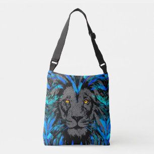 Blue Lion Head - Lion Artwork - Grote katten in he Crossbody Tas