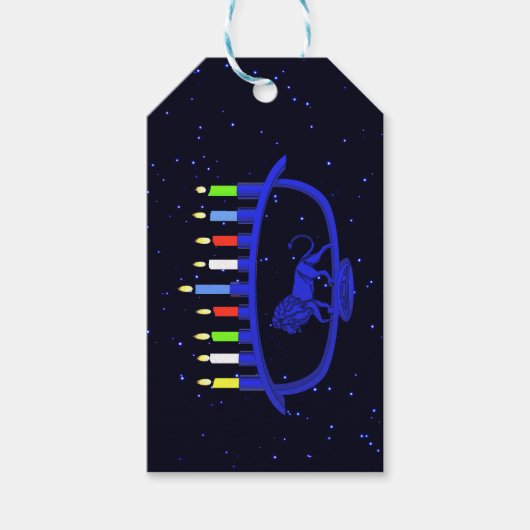 Blue Lion Menorah Cadeaulabel (Voorkant)