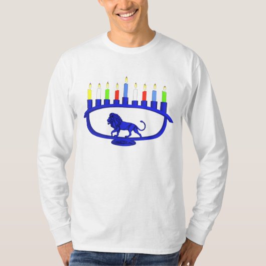 Blue Lion Menorah T-shirt (Voorkant)