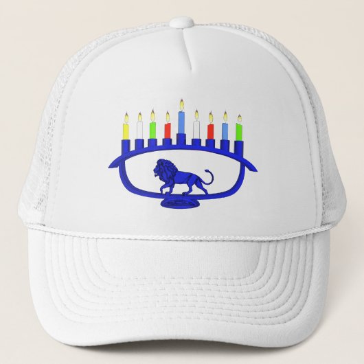 Blue Lion Menorah Trucker Pet (Voorkant)