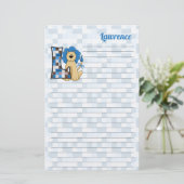 Blue Lion Monogrammed Letter L Lined Briefpapier (Staand voorkant)