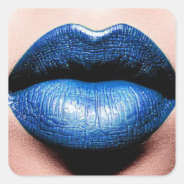 Blue Lipstick Square Sticker