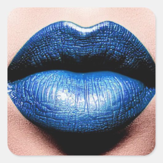Blue Lipstick Square Sticker (Voorkant)
