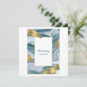 Blue Liquid Marble Wedding Invitation | Premium El (Debout devant)