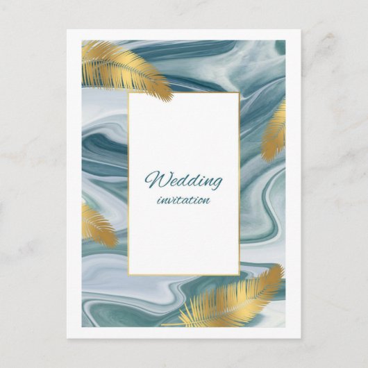Blue Liquid Marble Wedding Invitation | Premium El (Devant)