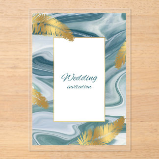 Blue Liquid Marble Wedding Invitation | Premium El Acryl Uitnodigingen