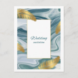 Blue Liquid Marble Wedding Invitation | Premium El Briefkaart