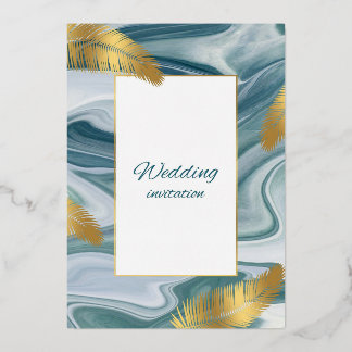 Blue Liquid Marble Wedding Invitation | Premium El Folie Uitnodiging