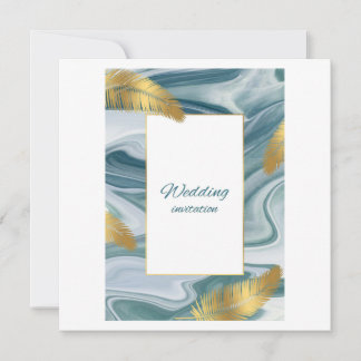 Blue Liquid Marble Wedding Invitation | Premium El Kaart