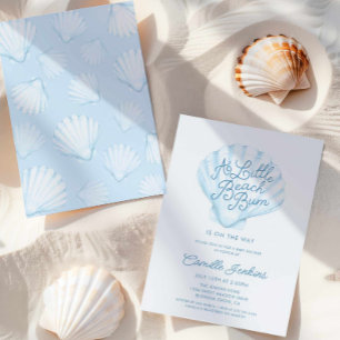 Blue Little Beach Bum Boy Baby shower Kaart
