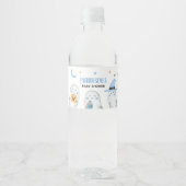 Blue Little Boo Ghost Baby shower Waterfles Etiket (Voorkant)