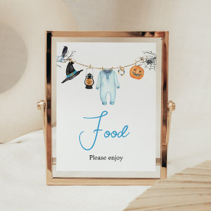 Blue Little Boo Halloween Baby shower eten Poster