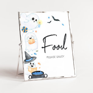 Blue Little Boo Halloween Baby shower eten Poster