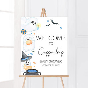 Blue Little Boo Halloween Baby shower Welkom Poster