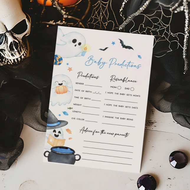 Blue Little Boo Halloween Baby voorspellingen spel (Blue Little Boo Baby Shower Baby Predictions Game)