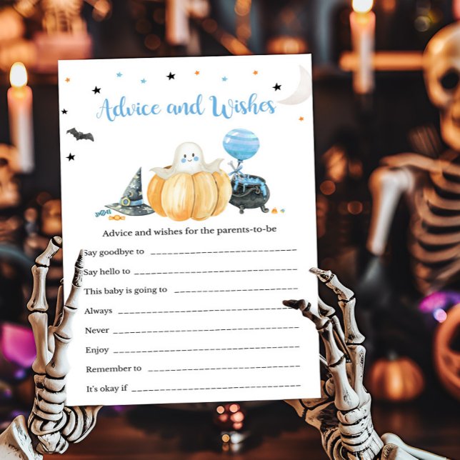 Blue Little Boo Pumpkin Advies en wensen spel (Pumpkin Halloween Baby Shower Advice and Wishes Game)