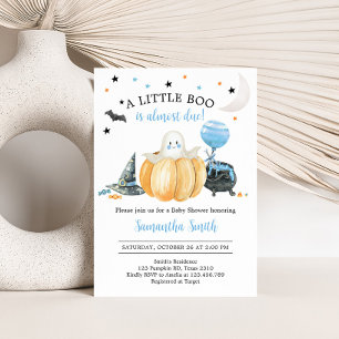 Blue Little Boo Pumpkin Halloween Baby shower Kaart
