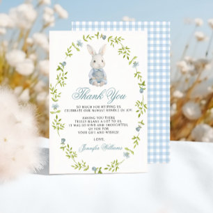 Blue Little Bunny Spring Baby Shower Bedankkaart