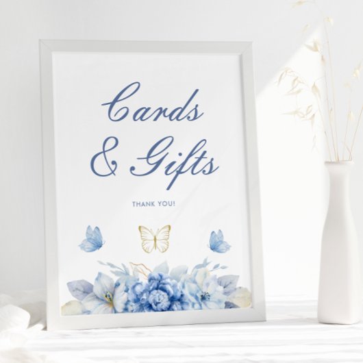 Blue Little Butterfly Kaarten en geschenken Poster