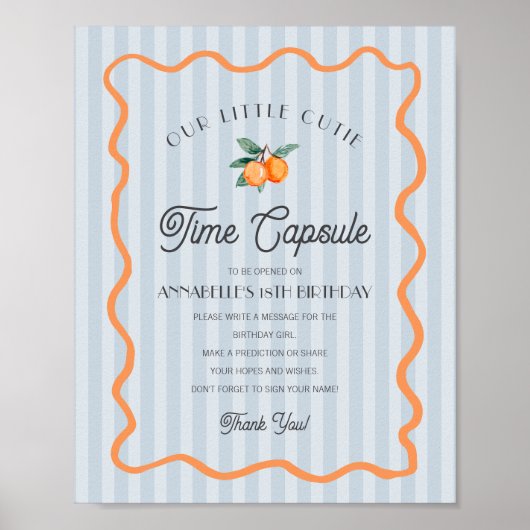 Blue Little Cutie Citrus Verjaardag Time Capsule Poster (Voorkant)