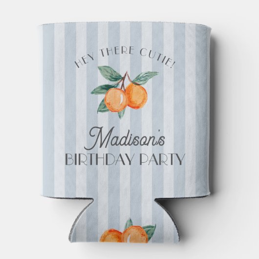 Blue Little Cutie Citrus Verjaardagsfeestje Favori Blikjeskoeler (Achterkant)
