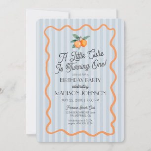 Blue Little Cutie Pastel Citrus Theme Verjaardag Kaart