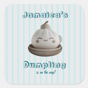 Blue Little Dumpling Boy Baby shower Vierkante Sticker