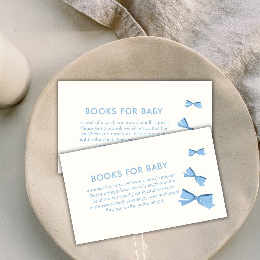 Blue Little Flying Bow Boy Boeken voor Baby shower Informatiekaartje