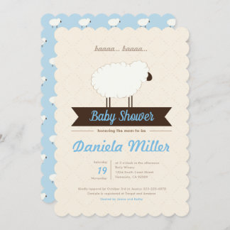 Blue Little Lamb Baby Boy Shower Kaart