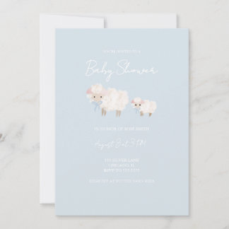 Blue Little Lamb Baby shower Invitation Kaart