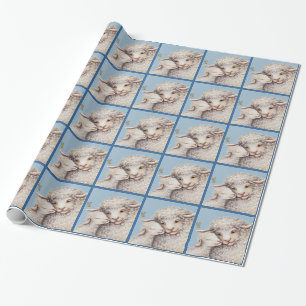 Blue Little Lamb Wrapping Paper Cadeaupapier