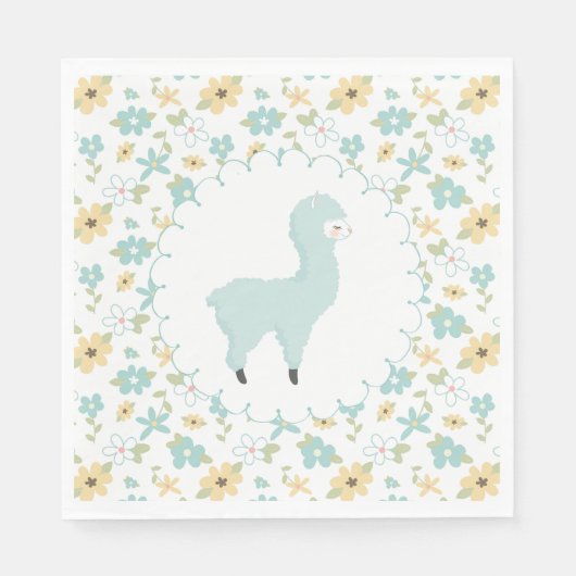 Blue Little Llama Napkins Servetten (Voorkant)