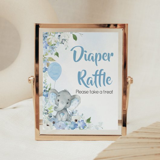 Blue Little Peanut Elephant Diaper Raffle Poster