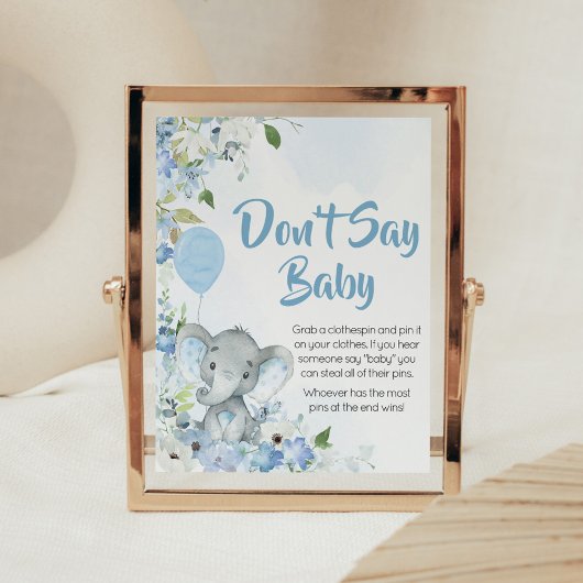 Blue Little Peanut Elephant Don't Say Baby Poster