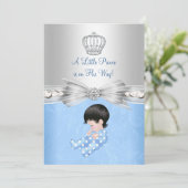 Blue Little Prince Baby shower Invitation Kaart (Staand voorkant)