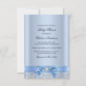 Blue Little Prince Crown Baby shower Invitation Kaart (Achterkant)