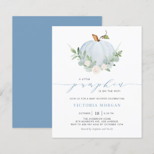 Blue Little Pumpkin Autumn Baby Brunch Invitation