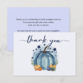 Blue Little Pumpkin Boy Baby shower Bedankt (Voorkant / Achterkant)