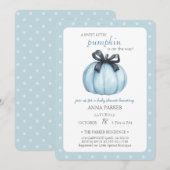 Blue Little Pumpkin Polka Dots Baby shower Kaart (Voorkant / Achterkant)
